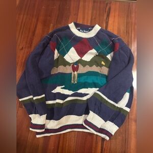 Par Four Multicolor Argyle Crewneck Sweater
